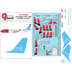 Lima November Decals 144-580 1/144 Norwegian B737-800 Ln-nge Unicef
