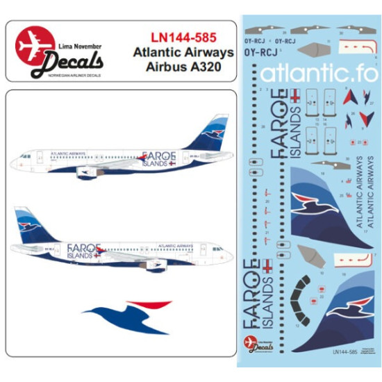 Lima November Decals 144-585 1/144 Atlantic Airways Airbus A320