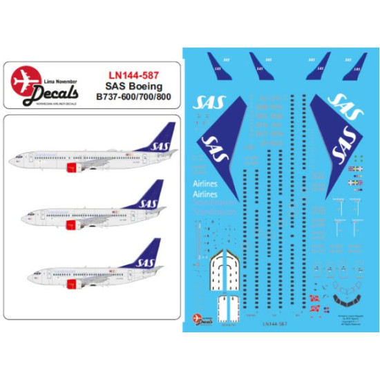Lima November Decals 144-587 1/144 Sas Boeing B737-600/700/800