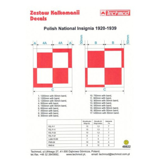 Techmod 48822 1/48 Decal For Polish National Insignias 1920-1939