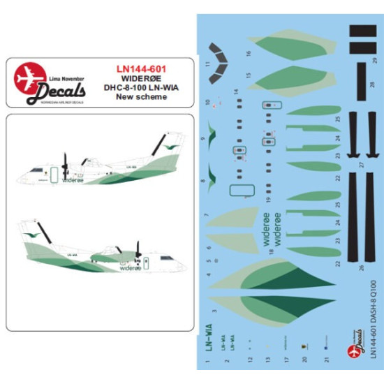 Lima November Decals 144-601 1/144 Widerøe DHC-8-100s new scheme