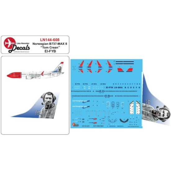 Lima November Decals 144-608 1/144 Norwegian B737-max 8 Ei-fyb Tom Crean