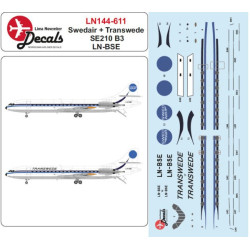 Lima November Decals 144-611 1/144 Swedair And Transwede Se210 10b3 Ln-bse
