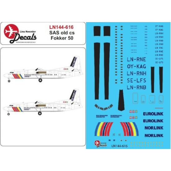 Lima November Decals 144-616 1/144 Sas Old Cs Fokker 50