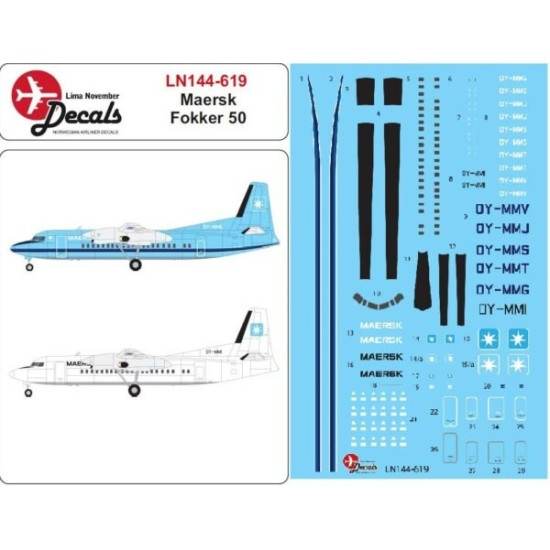 Lima November Decals 144-619 1/144 Maersk Fokker 50