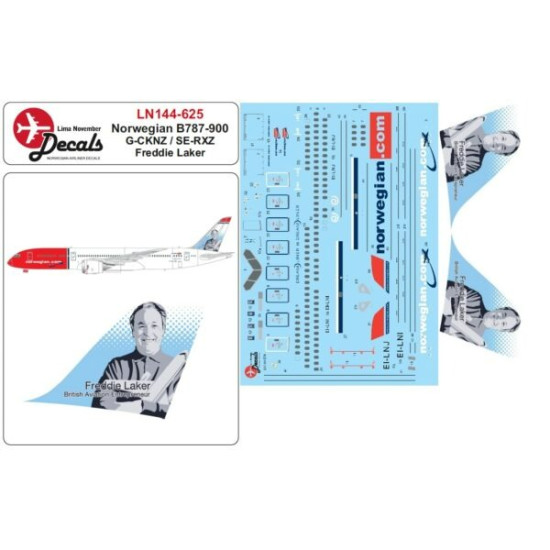 Lima November Decals 144-625 1/144 Norwegian B787-900 G-cknz/Se-rxz Freddie Laker