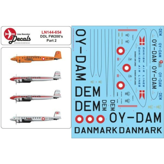 Lima November Decals 144-654 1/144 Ddl Fw200 Condor Part 2 With Masks For Windows