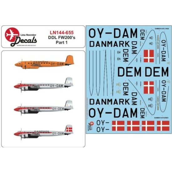 Lima November Decals 144-655 1/144 Ddl Fw200 Condor Part 1 And Masks For Windows
