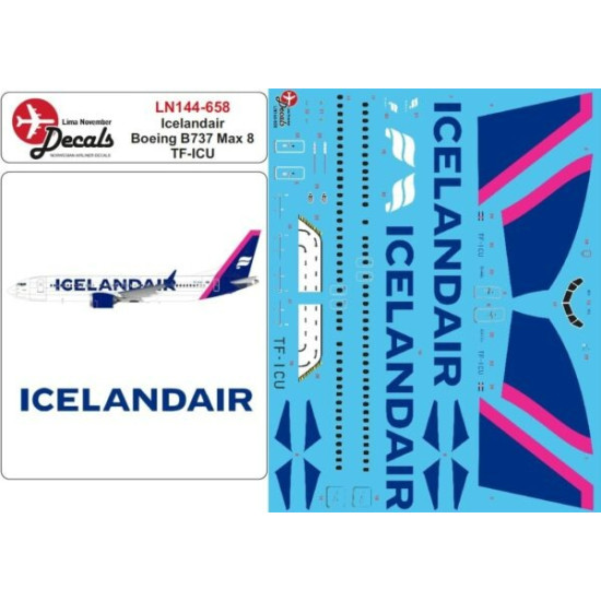Lima November Decals 144-658 1/144 Icelandair Boeing B737 Max 8 Tf-icu
