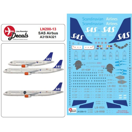 Lima November Decals 200-13 1/200 Sas Airbus A319/321