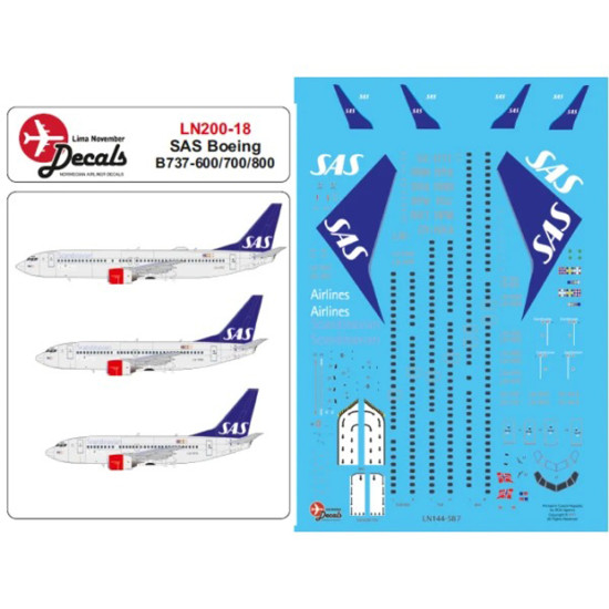 Lima November Decals 200-18 1/200 Sas Boeing B737-600/700/800