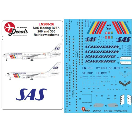 Lima November Decals 200-26 1/200 Sas B767-200/300 In The Old Cs