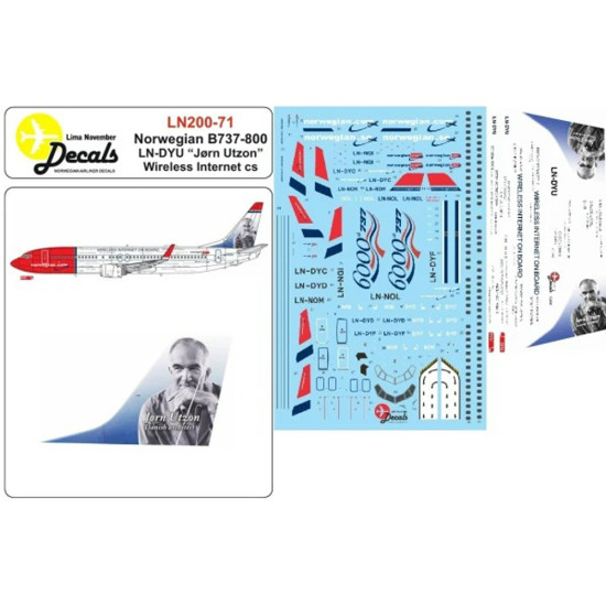 Lima November Decals 200-71 1/200 Norwegian B737-800 Ln-dyu Jorn Utzon And Wifi Cs