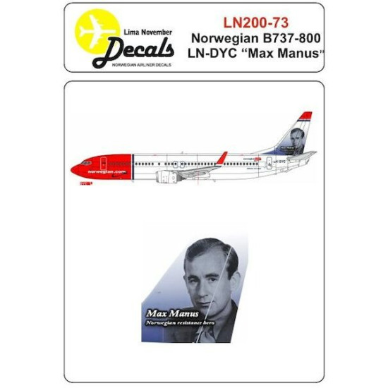 Lima November Decals 200-73 1/200 Norwegian B737-800 Ln-dyc Max Manus