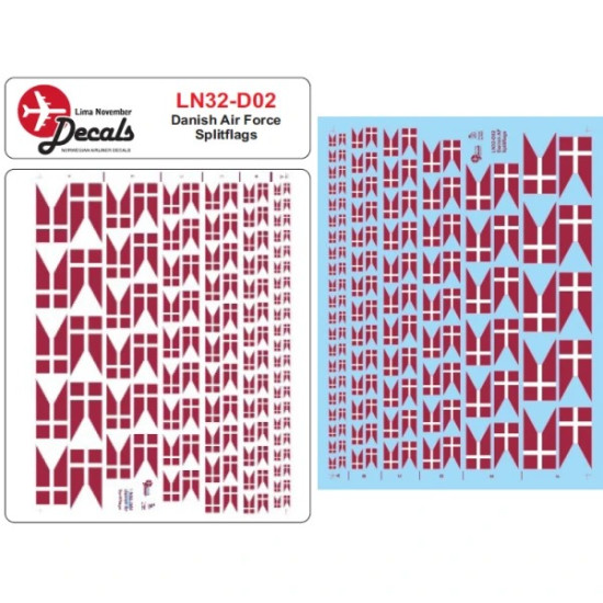 Lima November Decals 32-d02 1/32 Royal Danish Air Force Splitflags