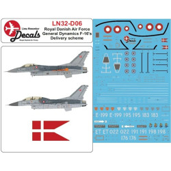 Lima November Decals 32-d06 1/32 Rdaf F-16 In Early Colors 1980-2002