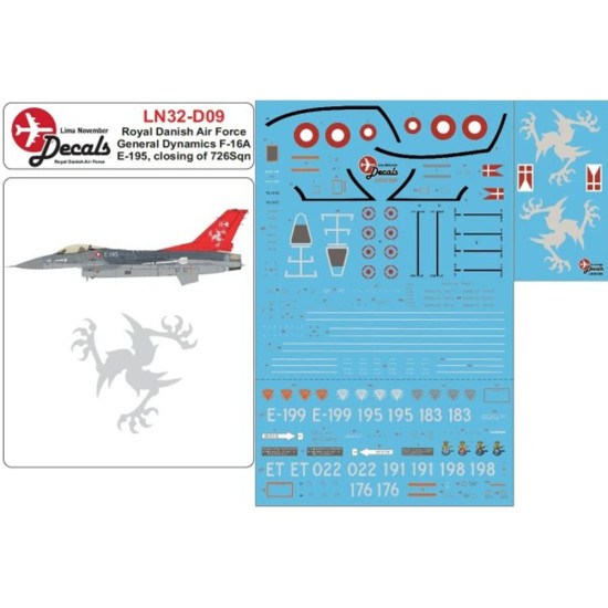 Lima November Decals 32-d09 1/32 Royal Danish Air Force F-16 Closing Of 726 Sqn