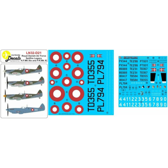 Lima November Decals 32-d21 1/32 Rdaf Spitfire Legacy All Schemes