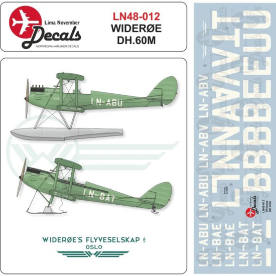 Lima November Decals 48-12 1/48 Wideroe Dh-60m Moth