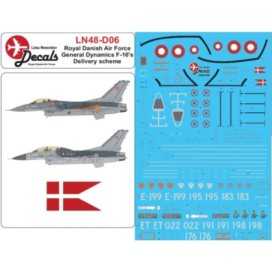 Lima November Decals 48-d06 1/48 Royal Danish Air Force F-16 In Early Colors