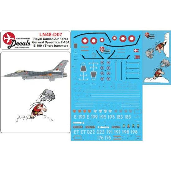 Lima November Decals 48-d07 1/48 Royal Danish Air Force F-16 Thors Hammer