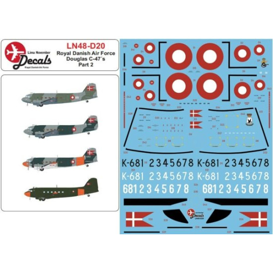 Lima November Decals 48-d20 1/48 Royal Danish Air C-47 Part 2