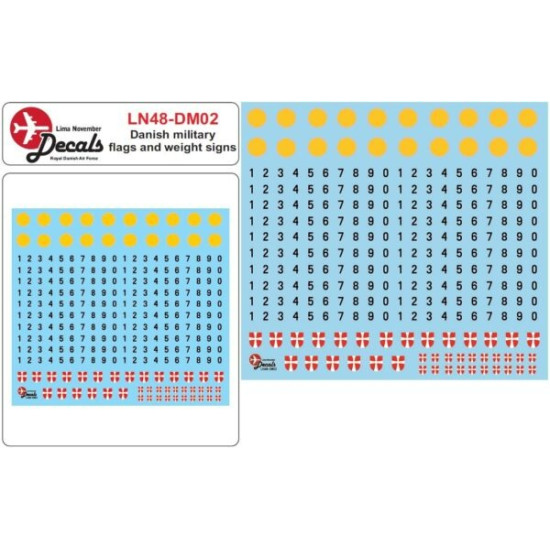 Lima November Decals 48-dm02 1/48 Danish Military Flags And Weight Signs