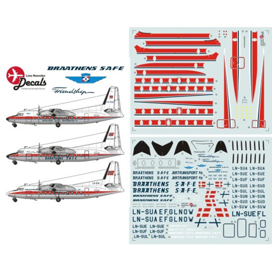 Lima November Decals 72-507 1/72 Fokker F-27 Braathens Safe All 3 Schemes Incl Masks