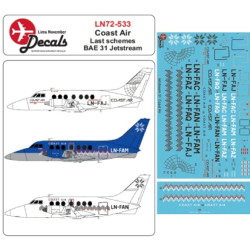 Lima November Decals 72-533 1/72 Coast Air Bae 31 Jetstream Last Schemes Incl Masks