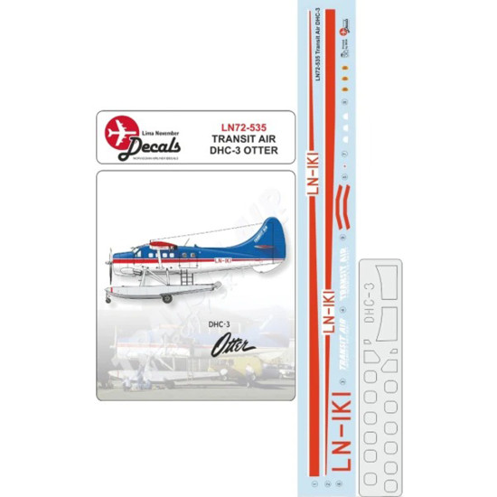 Lima November Decals 72-535 1/72 Transit-air Dhc-3 Otter, Includes Window Masks