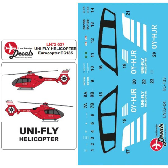 Lima November Decals 72-537 1/72 Uni-fly Helicopter Ec135