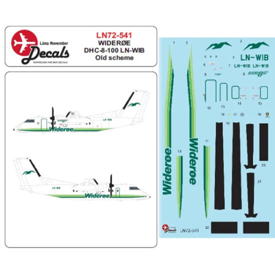 Lima November Decals 72-541 1/72 Wideroe Dhc-8-100 Old Cs