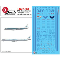 Lima November Decals 72-561 1/72 Sas Douglas Dc-8-55f 62 And 63