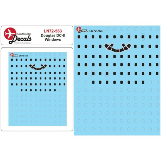 Lima November Decals 72-563 1/72 Dc-8 Windows, Enough For All Dc-8 Models