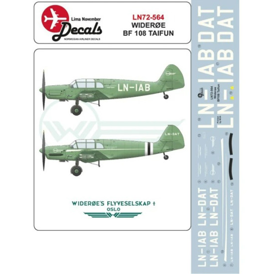 Lima November Decals 72-564 1/72 Wideroe Bf-108 Taifun With Masks