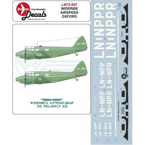 Lima November Decals 72-567 1/72 Wideroe Oxford With Masks