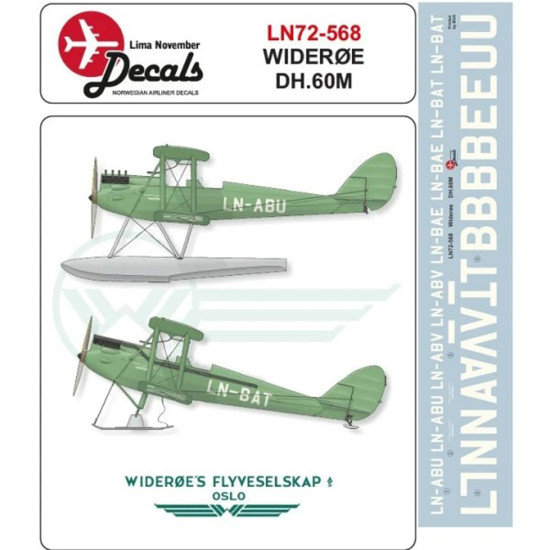 Lima November Decals 72-568 1/72 Wideroe Dh-60m Moth