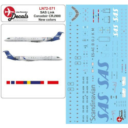 Lima November Decals 72-571 1/72 Sas Crj-900 In The New Scheme