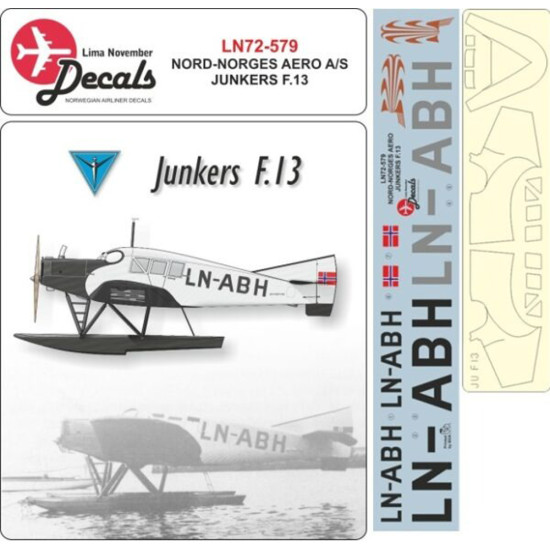 Lima November Decals 72-579 1/72 Nord-norges Aero Junkers F.13 With Masks