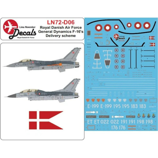 Lima November Decals 72-d06 1/72 Royal Danish Air Force F-16 In Early Colors