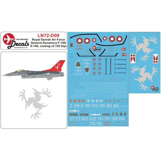 Lima November Decals 72-d08 1/72 Royal Danish Air Force F-16 727 Sqn 50 Years