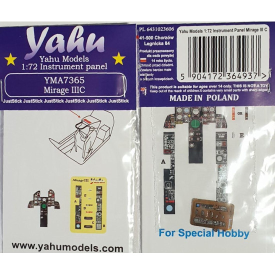 Yahu Model Yma7365 1/72 Instrument Panel Mirage Iiic Special Hobby