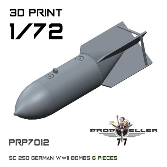77propeller Prp7012 1/72 Sc 250 German Wwii Bombs 6 Pieces