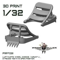 77propeller Prp7031 1/32 Luftwaffe Wheel Chocks Variant B 2 Pieces Teeth In Open Position