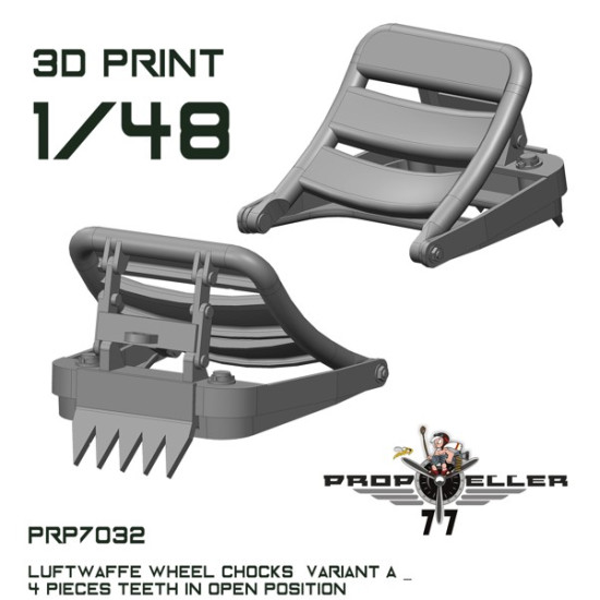 77propeller Prp7032 1/48 Luftwaffe Wheel Chocks Variant B 4 Pieces Teeth In Open Position