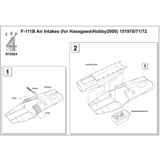 Cat4-r72024 1/72 F-111b Air Intakes For Hasegawa/Hobby 2000 151970/71/72