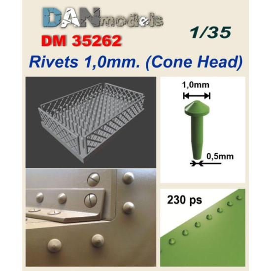 Dan Models 35262 1/35 Rivets 1/0mm 0/5mm Cone Head 230 Ps 3dprint