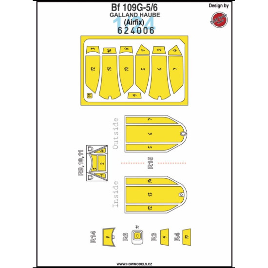 Hgw 624006 1/24 Bf109g-5/6 - Masks Custom-made Kit From Airfix Galland Hood Design