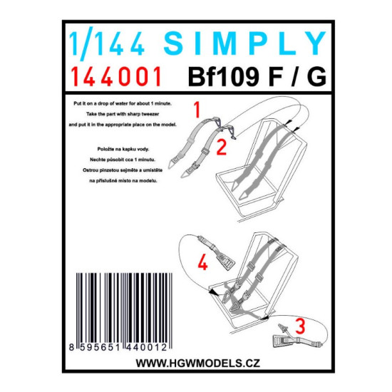 Hgw 144001 1/144 Bf109f/G - Seatbelts Aircraft Accessories