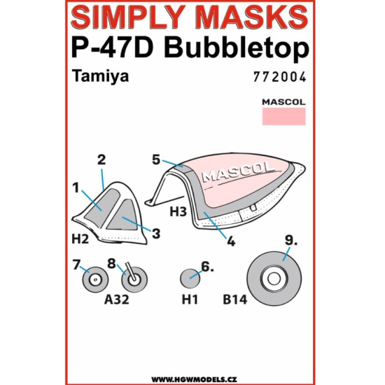 Hgw 772004 1/72 P-47d Bubbletop - Simply Masks Designed For Tamiya Kit